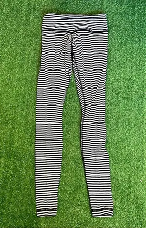 Lululemon Wunder Under Rare White Black Striped Athletic Pant Leggings thumbnail 3