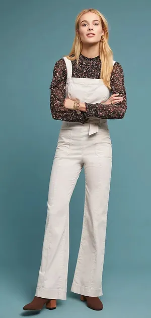 Pilcro and the Letterpress by‎ Anthropologie Belted Utility Jumpsuit Cream Cotton Blend Wide Leg 8 thumbnail 1