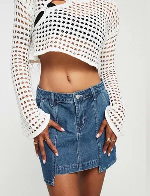 Princess Polly Trevina Denim Mini Skirt Mid Wash thumbnail 1