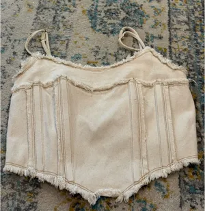 Beige Denim Top Tan Size M thumbnail 1