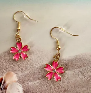 Pink Flower Earrings thumbnail 1