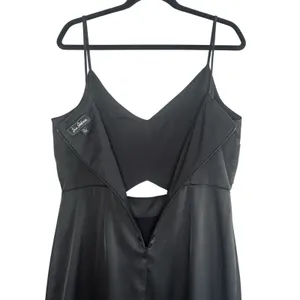 Sam Edelman Black Satin Cutout Midi Dress‎ Size 10 Cocktail Party Minimalist LBD thumbnail 5
