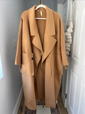 NWT Nap Loungewear Londyn Shawl Camel Tan 100% Merino Wool Oversized Long Coat S thumbnail 3