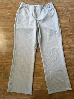 Women's Light Gray Pinstripe Wide-Leg Dress Pants thumbnail 1
