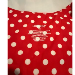 QINSEN Womens Red White Polka Dot Tank Top Scoop Neck Stretch XS thumbnail 6