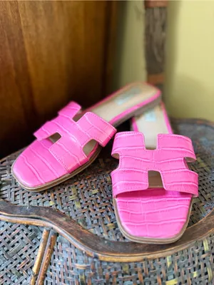 Steve Madden Hot Pink Faux-Croc Slide Mules thumbnail 4