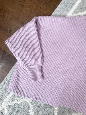 Free People Lilac Rib Knit Oversized Cropped Sweater thumbnail 6