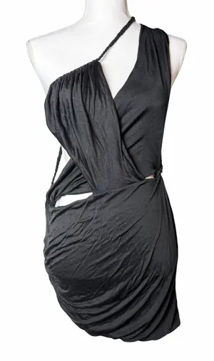 Retrofête Wrap Mini Dress Braided Straps Black Women's size S thumbnail 1