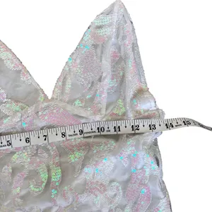 Lucy In the Sky Clarabelle‎ Iridescent Sequin Dress Sz S White Fairy Lace thumbnail 8