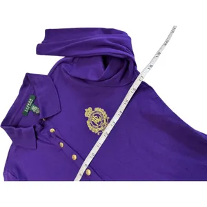 Lauren‎ Ralph Lauren Purple 3/4 Sleeve Polo Shirt Gold Crest Embroidery M thumbnail 7