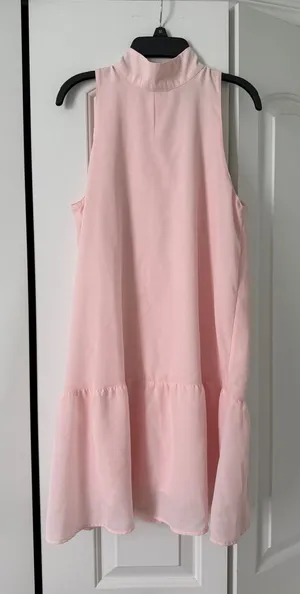 Abercrombie & Fitch Soft Pink Sleeveless Tiered Mock-Neck Dress thumbnail 1