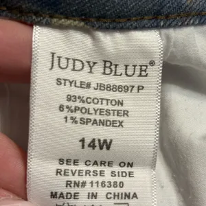 Judy Blue Blue and Tan Plaid HighWaist Vintage Look Jeans size 14W thumbnail 9