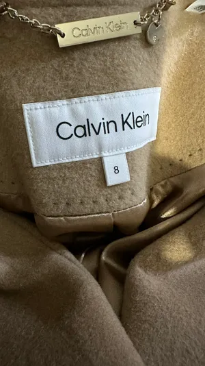 Calvin Klein Wool Polyester Cashmere Blend Tan Camel Coat Jacket thumbnail 16