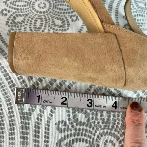 A New Day Tan Ema High Block Heel Square Toe Suede Ankle Strap Sandals Size 10 thumbnail 8