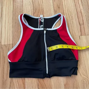 Fila Sports Bra Womens Small Black Red Logo Racerback Gym Workout Ladies thumbnail 6