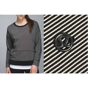 Lululemon Keep Up Crew Size 6 Black Stripe Cotton Fleece Athleisure Sweatshirt thumbnail 2