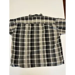OKAY Button Up Shirt Women 6XL Gray Plaid Oversized Short Sleeve Casual thumbnail 5
