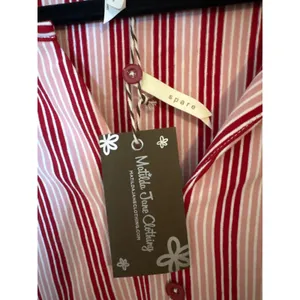Matilda Jane Women Red Pink Striped Midi Dress NWT Size L Ruched‎ Sleeve Pockets thumbnail 4