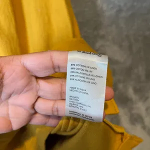 Pilcro‎ Buttondown Shirt Dress Linen Blend Patch Pockets Yellow Utility thumbnail 9