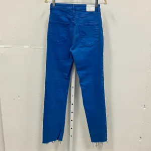 Zara High Waisted‎ Skinny Jeans Cobalt Blue Raw Hem Side Slit Women's Size 4 W26 thumbnail 2