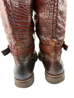-Vince Camuto Kamino Flavian Tall Boots Womens 9B Brown Riding Quiet Luxury Croc thumbnail 6