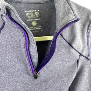 Mountain Hardwear Purple Mock Neck 1/4‎ Zip Athletic Pullover Zip Pocket Size S thumbnail 3