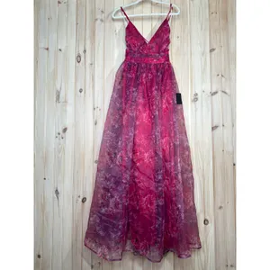 Lulus Romance That Wows Magenta Floral Print Organza Maxi Dress Holiday Large thumbnail 2