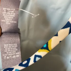 American Eagle Aerie New Cut Out Halter Blue Yellow Geometric One Piece Swimsuit Size XL thumbnail 5