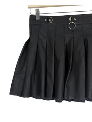 Current Mood Dolls Kill Faux Leather PLeated Mini Skirt in Black Size Small thumbnail 4