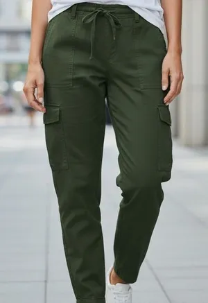 J.Crew‎ Army Green Linen Cotton Blend Utility Cargo Crop Pants thumbnail 1