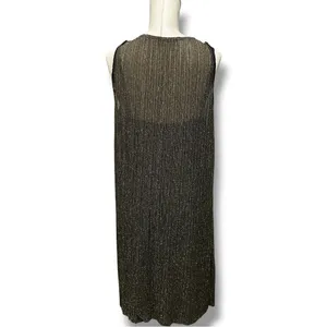 303 MANGO Suit | NWOT Turkey Metallic Gold Shimmer Sleeveless Midi Dress (Sz M) thumbnail 4