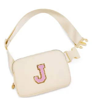 Belt Bag Fanny Pack Crossbody Bags with Initials Letter Patch -Khaki,J thumbnail 1