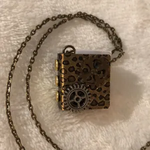 Unique gear medal book necklace, one of the kind thumbnail 1
