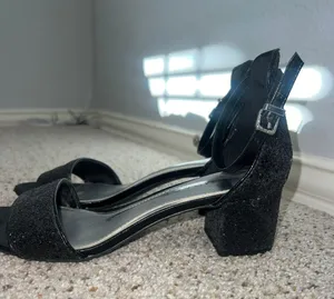 Rampage Black Glitter Heels thumbnail 1