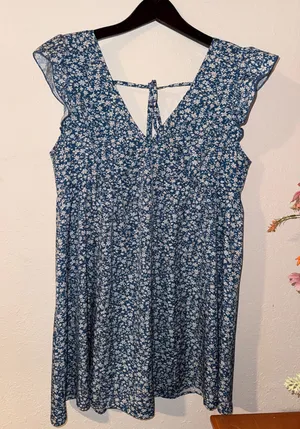 Ditzy Floral Dress Blue Size M thumbnail 1