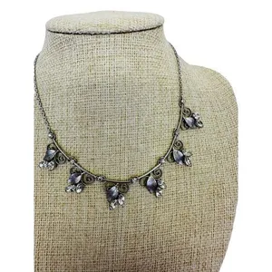 Vintage Krementz Silver Tone Crystal Leaf‎ Flowers Wedding Bridal 15" Necklace thumbnail 3