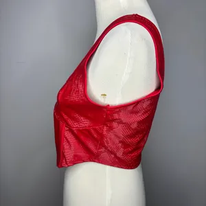 Pretty Little Thing - Red Snakeskin Matte Vinyl Underbust Seam Corset Crop Top thumbnail 4