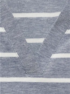 Mango Striped Cropped Polo Shirt NWT Blue L thumbnail 2