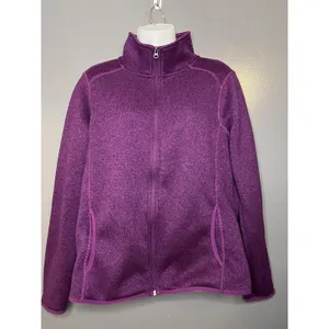 Eddie Bauer Jacket Womens Large Purple Fleece Full Zip Stand Collar Pockets thumbnail 2
