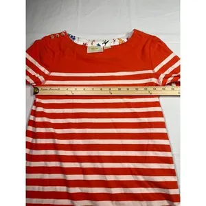 Maeve‎ orange and White Striped 3/4 Sleeve Top Casual Nautical Style XS thumbnail 3