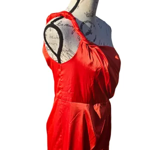 DO+BE NWT One Shoulder Satin Twisted Knot Tulip Hem Midi Dress Red GY1879 L‎ thumbnail 5