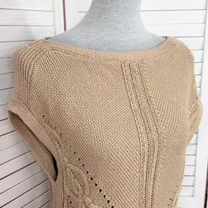 White House | Black Market Boho Multi Knit Sleeveless‎ Slouchy Sweater Vest Tan XS thumbnail 6