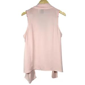 L'Academie Los Angeles Pink Sleeveless Tie Neck Blouse Top Medium M Button Front thumbnail 2