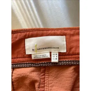 By Anthropologie Orange Corduroy Cropped Flare Pants Patch Pockets Size 6 thumbnail 4