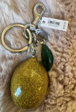 NWT! Coach CAO52 Resin Lemon Bag Charm Keychain Garden Glade In Yellow/Silver thumbnail 1