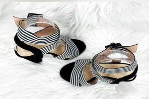 Women’s Stretch Canvas Chunky Heel Sandal With Buckle Size 39 (US 8.5) thumbnail 3
