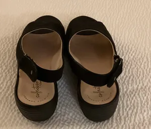 Clarks Collection Jillian Pearl Black Peep Toe Slingback Wedge Sandals Size 9 thumbnail 2