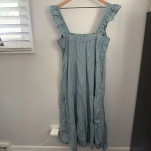 Nation LTD Large Camille Midi‎ Sundress Spritz Stripe Mint Blue Tiered Resort thumbnail 5