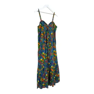 NWT Farm Rio Tropical Print Midi Dress Ruffle Bust Spaghetti Strap Size Small thumbnail 6
