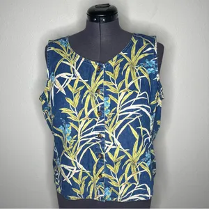 90s Vintage Liz Claiborne Floral Sleeveless Denim Vest Top Western Cottagecore thumbnail 4